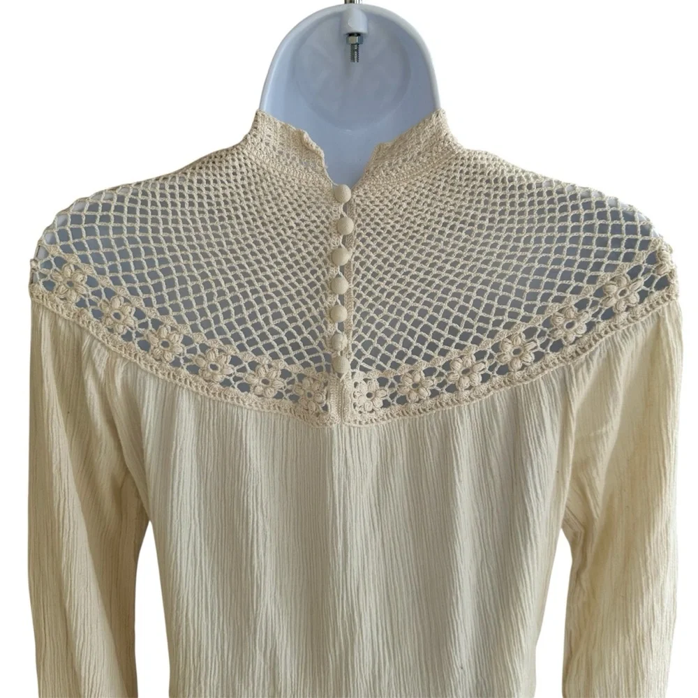 Balkan Antique Folk Crochet Cotton Dress - Picture 9 of 16